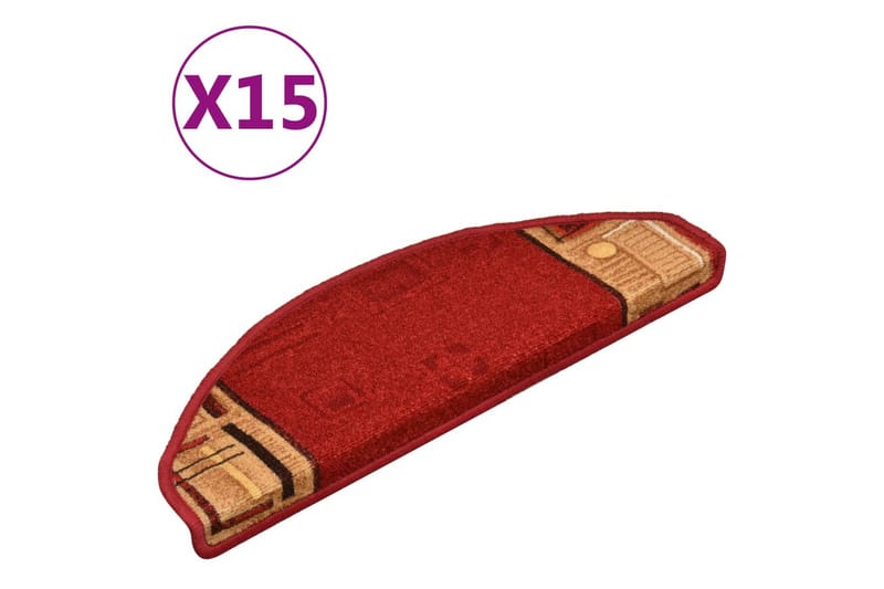 Itsekiinnittyvät porrasmatot 15 kpl punainen 65x21x4 cm - Punainen - Kodintekstiilit & matot - Matto - Erikoismatto - Porrasmatto