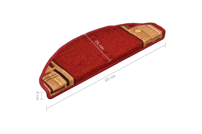Itsekiinnittyvät porrasmatot 15 kpl punainen 65x21x4 cm - Punainen - Kodintekstiilit & matot - Matto - Erikoismatto - Porrasmatto