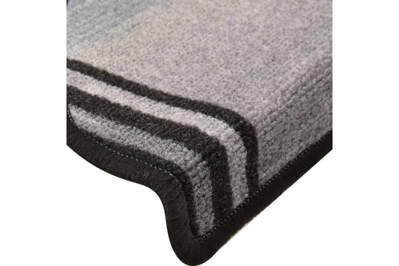 Itsekiinnittyvät porrasmatot 15 kpl musta & harmaa 65x21x4cm - Monivärinen - Kodintekstiilit & matot - Matto - Erikoismatto - Porrasmatto