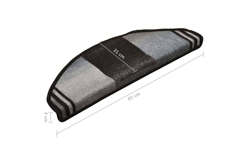Itsekiinnittyvät porrasmatot 15 kpl musta & harmaa 65x21x4cm - Monivärinen - Kodintekstiilit & matot - Matto - Erikoismatto - Porrasmatto
