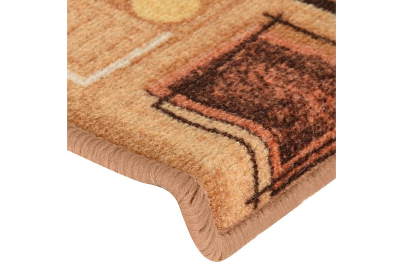 Itsekiinnittyvät porrasmatot 15 kpl 65x25 cm beige - Beige - Porrasmatto