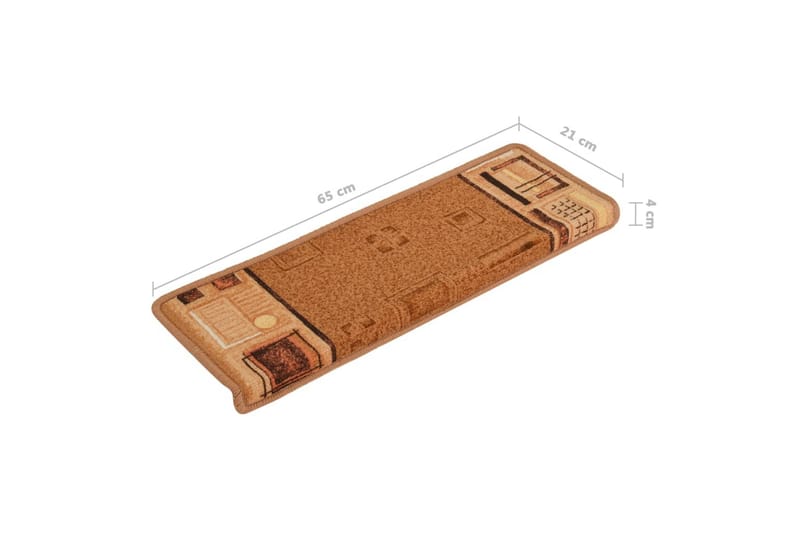 Itsekiinnittyvät porrasmatot 15 kpl 65x25 cm beige - Beige - Kodintekstiilit & matot - Matto - Erikoismatto - Porrasmatto