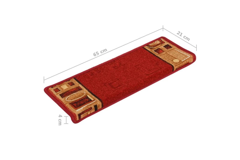Itsekiinnittyvät porrasmatot 15 kpl 65x25 cm punainen - Kodintekstiilit & matot - Matto - Erikoismatto - Porrasmatto