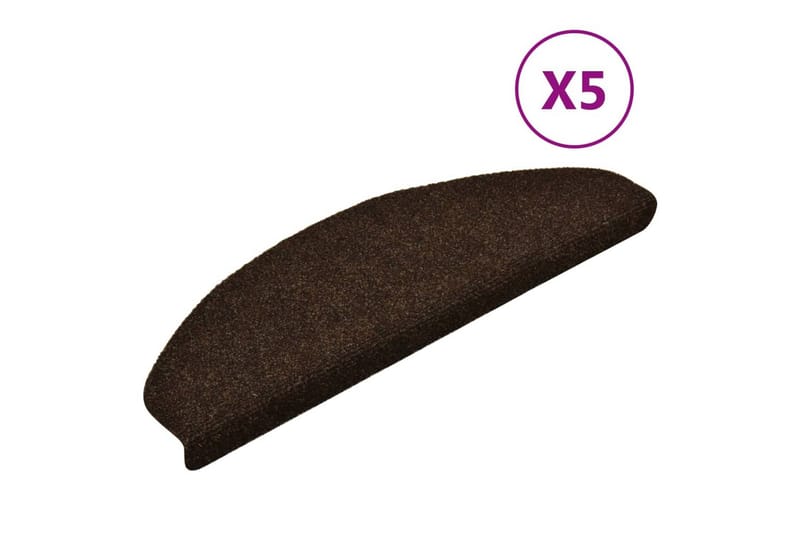 Itsekiinnittyvät porrasmatot 5 kpl ruskea 65x21x4cm - Ruskea - Kodintekstiilit & matot - Matto - Erikoismatto - Porrasmatto