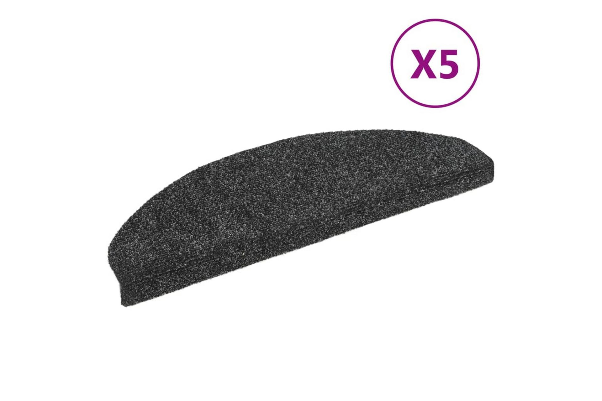 Itsekiinnittyvät porrasmatot 5 kpl tummanharmaa 65x21x4 cm - Harmaa - Kodintekstiilit & matot - Matto - Erikoismatto - Porrasmatto