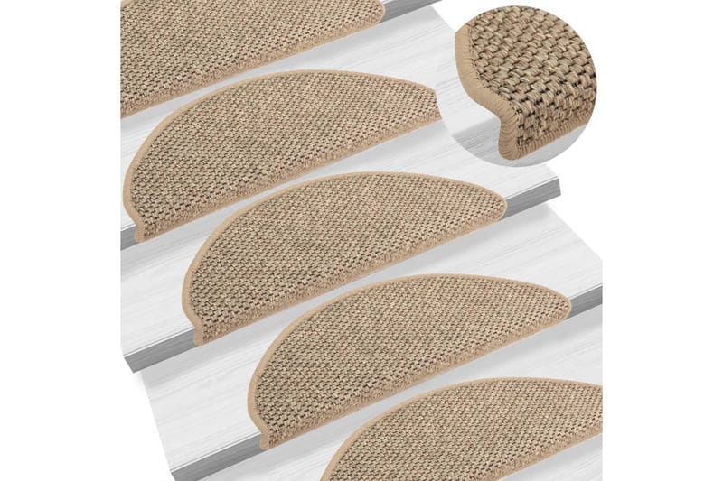 Itsekiinnittyvät porrasmatot sisaltyyli 15 kpl 65x25cm beige - Beige - Kodintekstiilit & matot - Matto - Erikoismatto - Porrasmatto