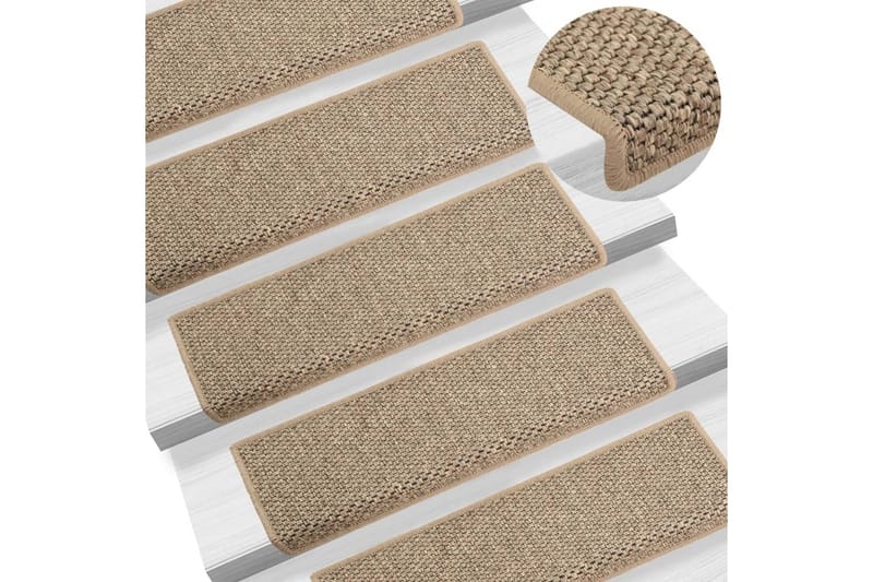 Itsekiinnittyvät porrasmatot sisaltyyli 15 kpl 65x25cm beige - Beige - Kodintekstiilit & matot - Matto - Erikoismatto - Porrasmatto