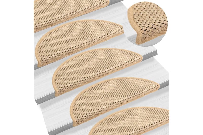 Itsekiinnittyvät porrasmatot sisaltyyli 15 kpl 56x20cm beige - Beige - Kodintekstiilit & matot - Matto - Erikoismatto - Porrasmatto