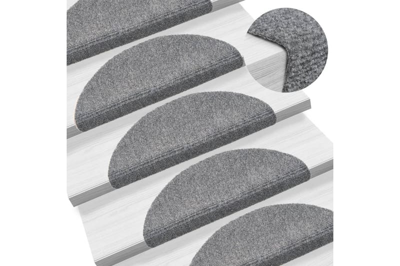 Itsekiinnittyvät porrasmatot 54x16x4 cm 5 kpl - Vaaleanharmaa - Kodintekstiilit & matot - Matto - Erikoismatto - Porrasmatto