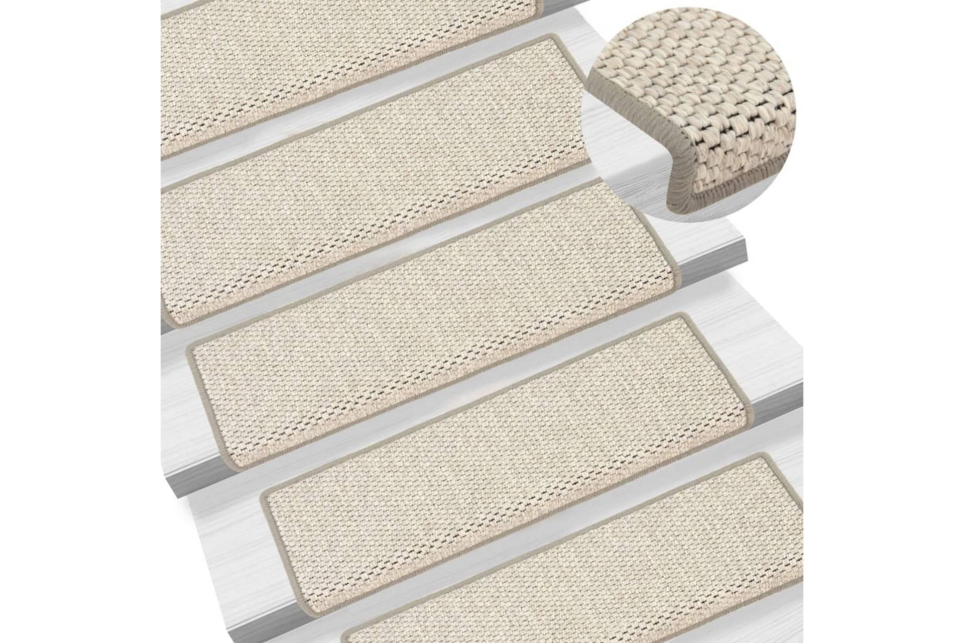 Itsekiinnittyvät porrasmatot sisaltyyli 15 kpl 65x25cm beige - Beige - Kodintekstiilit & matot - Matto - Erikoismatto - Porrasmatto