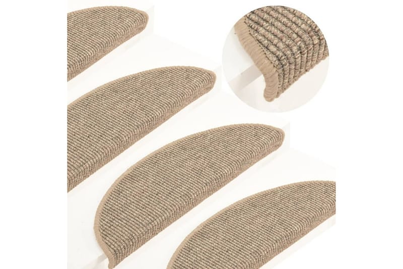 Itsekiinnittyvät porrasmatot 15 kpl 56x20 cm tumma beige - Kodintekstiilit & matot - Matto - Erikoismatto - Porrasmatto