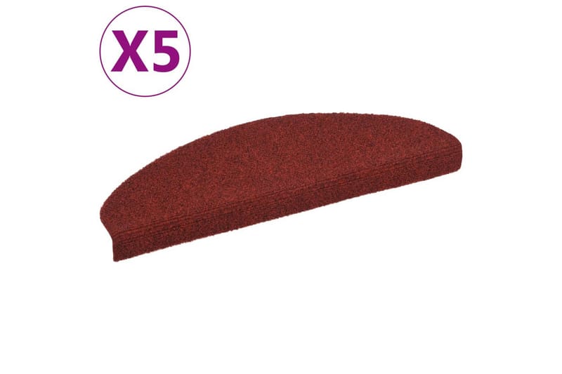 Itsekiinnittyvät porrasmatot 5 kpl pun. 65x21x4 cm - Punainen - Kodintekstiilit & matot - Matto - Erikoismatto - Porrasmatto