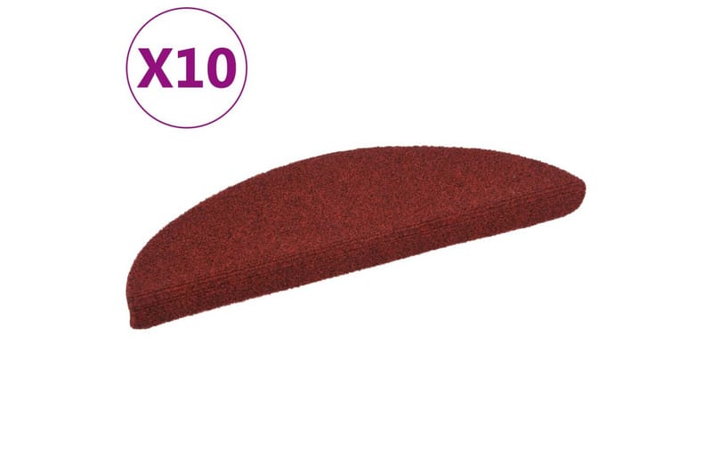 Itsekiinnittyvät porrasmatot 10 kpl pun. 56x17x3 cm - Punainen - Kodintekstiilit & matot - Matto - Erikoismatto - Porrasmatto