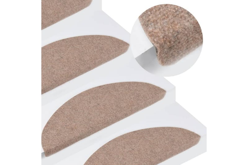 Itsekiinnittyvät porrasmatot 15 kpl 65x26 cm beige - Beige - Kodintekstiilit & matot - Matto - Erikoismatto - Porrasmatto