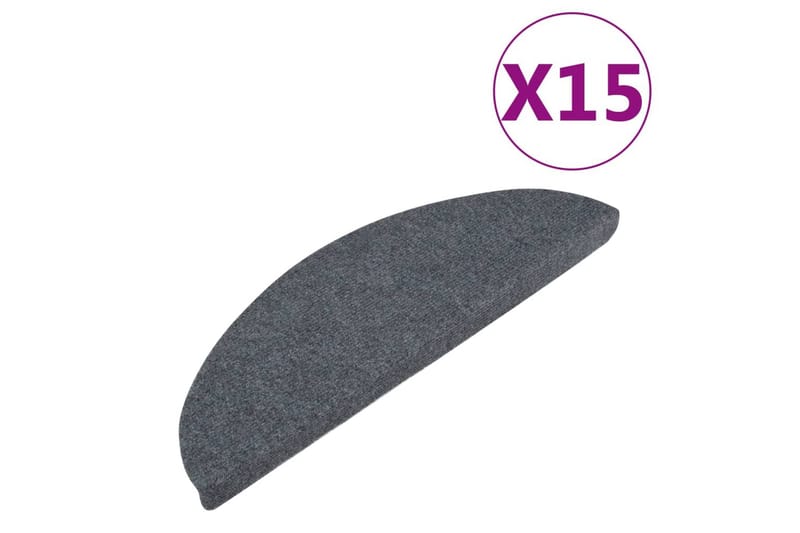 Itsekiinnittyvät porrasmatot 15 kpl 65x26 cm harmaa - Harmaa - Kodintekstiilit & matot - Matto - Erikoismatto - Porrasmatto