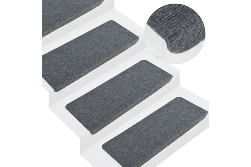 Itsekiinnittyvät porrasmatot 15 kpl 65x28 cm harmaa - Harmaa - Kodintekstiilit & matot - Matto - Erikoismatto - Porrasmatto