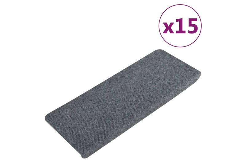 Itsekiinnittyvät porrasmatot 15 kpl 65x28 cm harmaa - Harmaa - Kodintekstiilit & matot - Matto - Erikoismatto - Porrasmatto