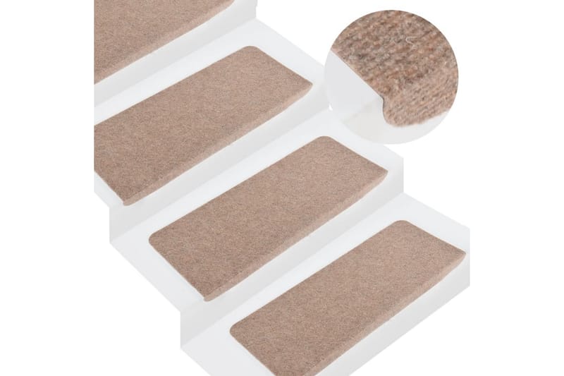 Itsekiinnittyvät porrasmatot 15 kpl 65x28 cm beige - Beige - Kodintekstiilit & matot - Matto - Erikoismatto - Porrasmatto