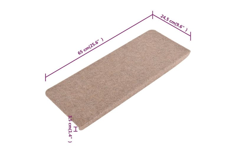Itsekiinnittyvät porrasmatot 15 kpl 65x28 cm beige - Beige - Kodintekstiilit & matot - Matto - Erikoismatto - Porrasmatto