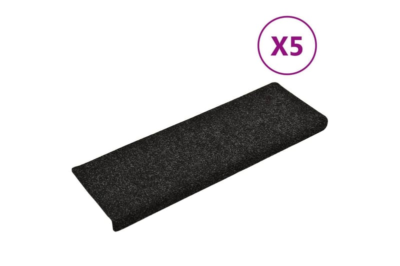 Porrasmatot 5 kpl musta 65x25 cm neulahuopa - Kodintekstiilit & matot - Matto - Erikoismatto - Porrasmatto
