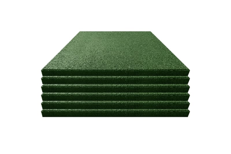 Kaatumissuojalevyt 6 kpl kumi 50x50x3 cm vihreä - Vihreä - Kodintekstiilit & matot - Matto - Erikoismatto - Tekonurmimatto & huopamatto