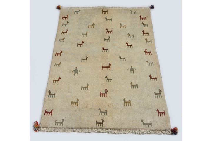 Käsinsolmittu Gabbeh Shiraz Villa Beige 103x138cm - Beige - Persialainen matto - Itämainen matto - Käsintehdyt matot