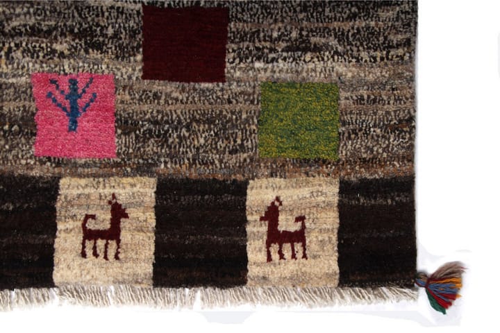 Käsinsolmittu Gabbeh Shiraz Villa Harmaa/Kerma 103x168cm - Harmaa/Kerma - Persialainen matto - Itämainen matto - Käsintehdyt matot