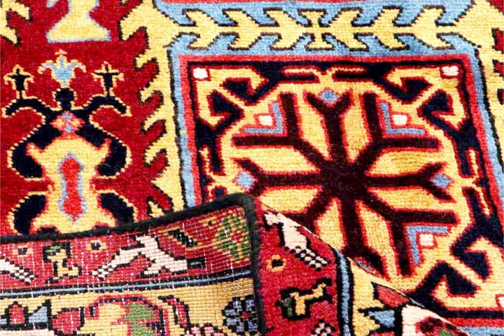 Käsinsolmittu persialainen matto 132x310 cm - Tummansininen / Keltainen - Persialainen matto - Itämainen matto