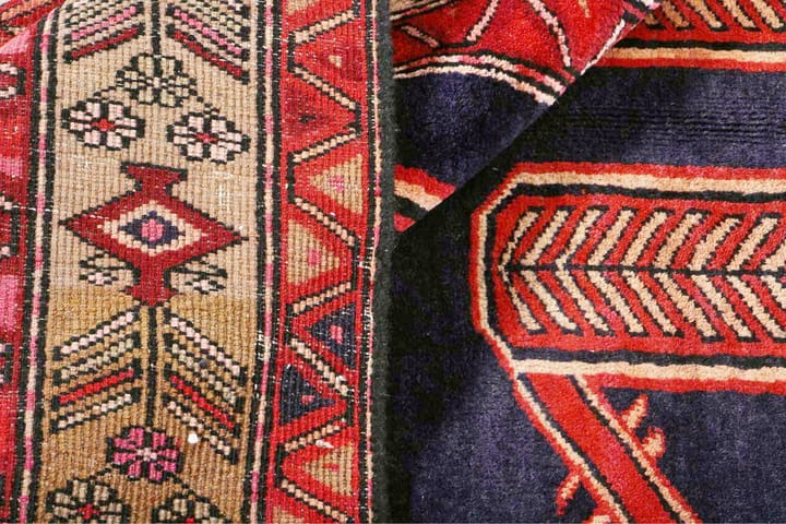 Käsinsolmittu persialainen matto 141x330 cm - Punainen/Tummansininen - Persialainen matto - Itämainen matto