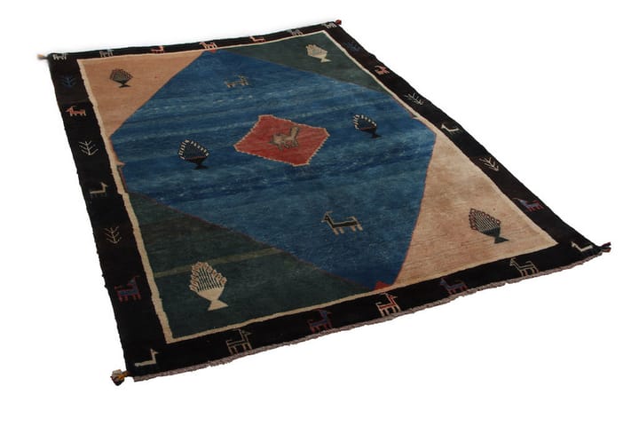 Käsinsolmittu Persialainen Villamatto 197x260 cm Gabbeh Shir - Sininen / Musta - Persialainen matto - Itämainen matto