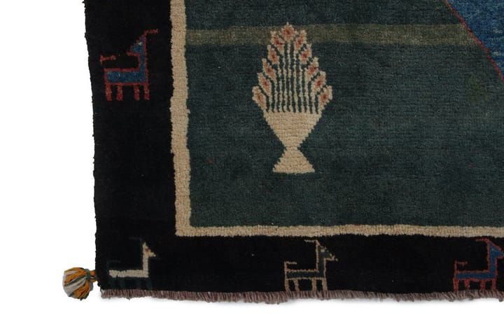 Käsinsolmittu Persialainen Villamatto 197x260 cm Gabbeh Shir - Sininen / Musta - Persialainen matto - Itämainen matto