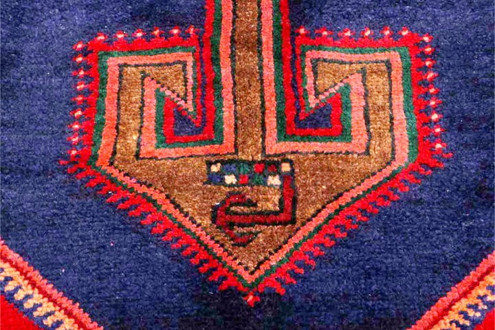 Käsinsolmittu Persialainen Qoltoq Matto 130x255 cm - Tummansininen / Punainen - Persialainen matto - Itämainen matto