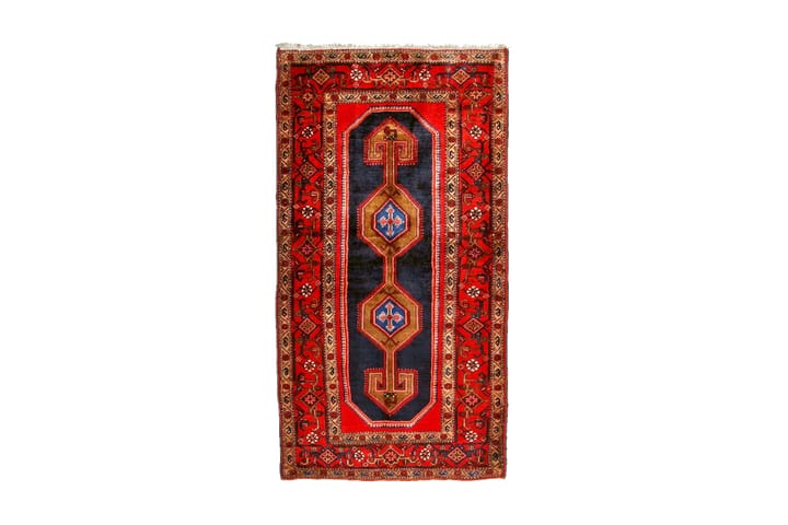Käsinsolmittu Persialainen Qoltoq Matto 130x255 cm - Tummansininen / Punainen - Persialainen matto - Itämainen matto