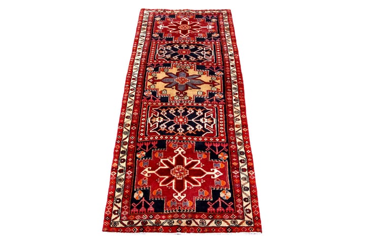 Käsinsolmittu persialainen matto 111x302 cm - Punainen/Tummansininen - Persialainen matto - Itämainen matto