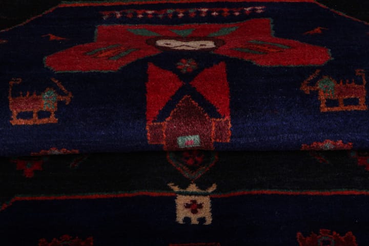 Käsinsolmittu persialainen matto 152x377 cm - Tummansininen / Punainen - Persialainen matto - Itämainen matto