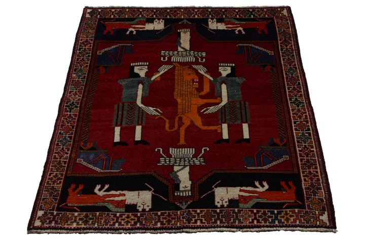 Käsinsolmittu persialainen matto 127x188 cm - Punainen/Beige - Persialainen matto - Itämainen matto