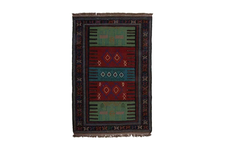 Käsinsolmittu Ylell Persialainen Neulamatto 198x130 cm Kelim - Monivärinen - Kelim-matto