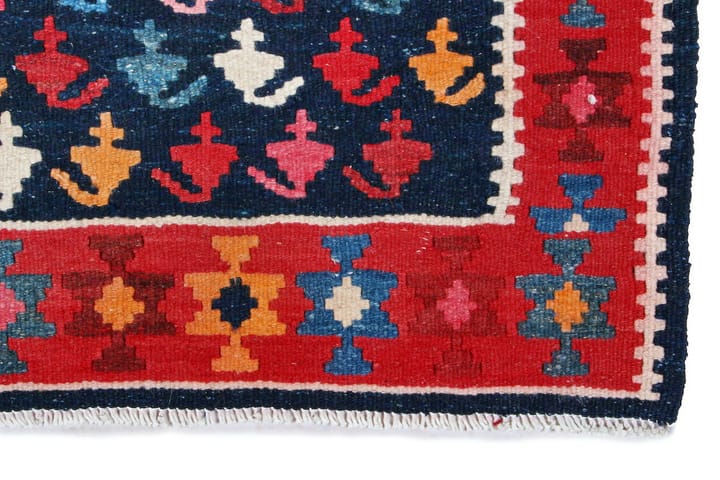 Käsinsolmittu Persialainen matto 132x276 cm Kelim - Tummansininen / Punainen - Kelim-matto