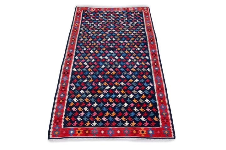Käsinsolmittu Persialainen matto 132x276 cm Kelim - Tummansininen / Punainen - Kelim-matto