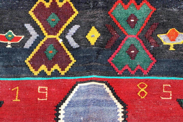 Käsinsolmittu Persialainen matto 198x341 cm Kelim - Tummanpunainen / Tummansininen - Kelim-matto