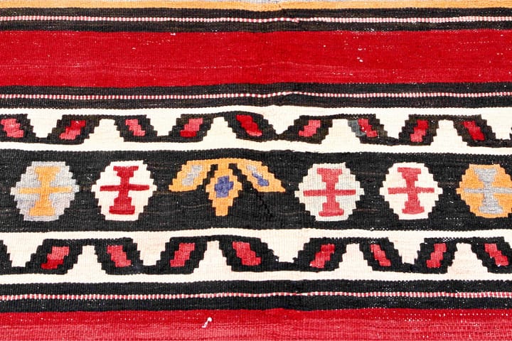 Käsinsolmittu Persialainen matto 146x305 cm Kelim - Punainen / Musta - Kelim-matto