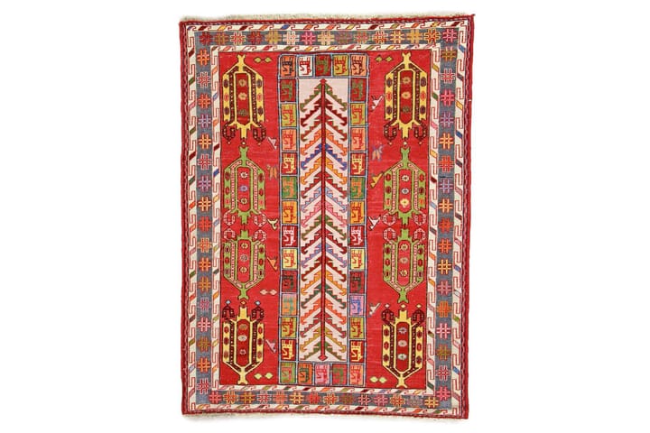 Käsinsolmittu Persialainen matto Varni 108x150 cm Kelim - Punainen/Tummasininen - Kelim-matto