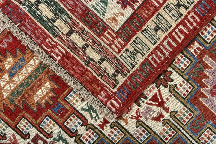 Käsinsolmittu Persialainen matto Varni 105x151 cm Kelim - Kerma/Punainen - Kelim-matto