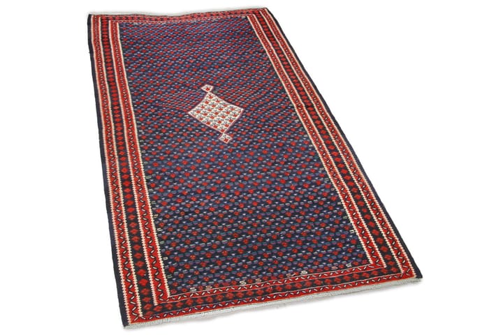 Käsinsolmittu Persialainen matto 146x282 cm Kelim - Tummansininen / Punainen - Kelim-matto