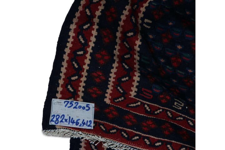Käsinsolmittu Persialainen matto 146x282 cm Kelim - Tummansininen / Punainen - Kelim-matto