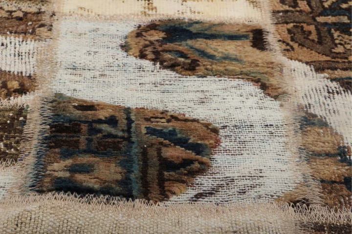 Käsinsolmittu Tilkkumatto Villa/Lanka Moniväri 106x229cm - Monivärinen - Käsintehdyt matot - Patchwork-matto