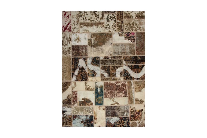Käsinsolmittu Tilkkumatto Villa/Lanka Moniväri 106x229cm - Monivärinen - Käsintehdyt matot - Patchwork-matto