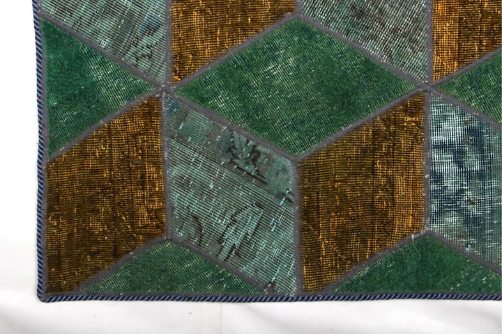 Käsinsolmittu Tilkkumatto Villa/Lanka Moniväri 107x152cm - Monivärinen - Käsintehdyt matot - Patchwork-matto
