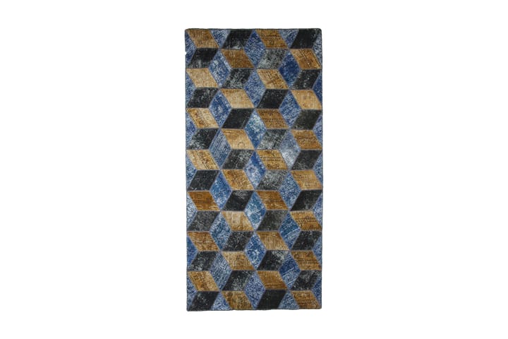 Käsinsolmittu Tilkkumatto Villa/Lanka Moniväri 121x250cm - Monivärinen - Käsintehdyt matot - Patchwork-matto