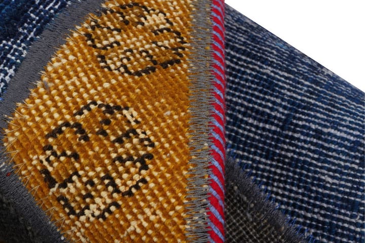 Käsinsolmittu Tilkkumatto Villa/Lanka Moniväri 124x248cm - Monivärinen - Käsintehdyt matot - Patchwork-matto
